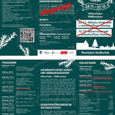Bild vergrößern: Weienfelser Weihnachtsmarkt 2021 Flyer