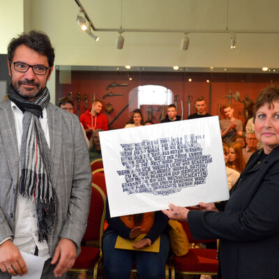 Bild vergr&ouml;&szlig;ern: Linolschnitt Novalis-Gedicht von Christina Simon