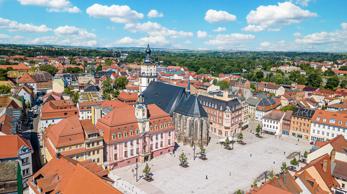Markt mit Rathaus (Luftbild)